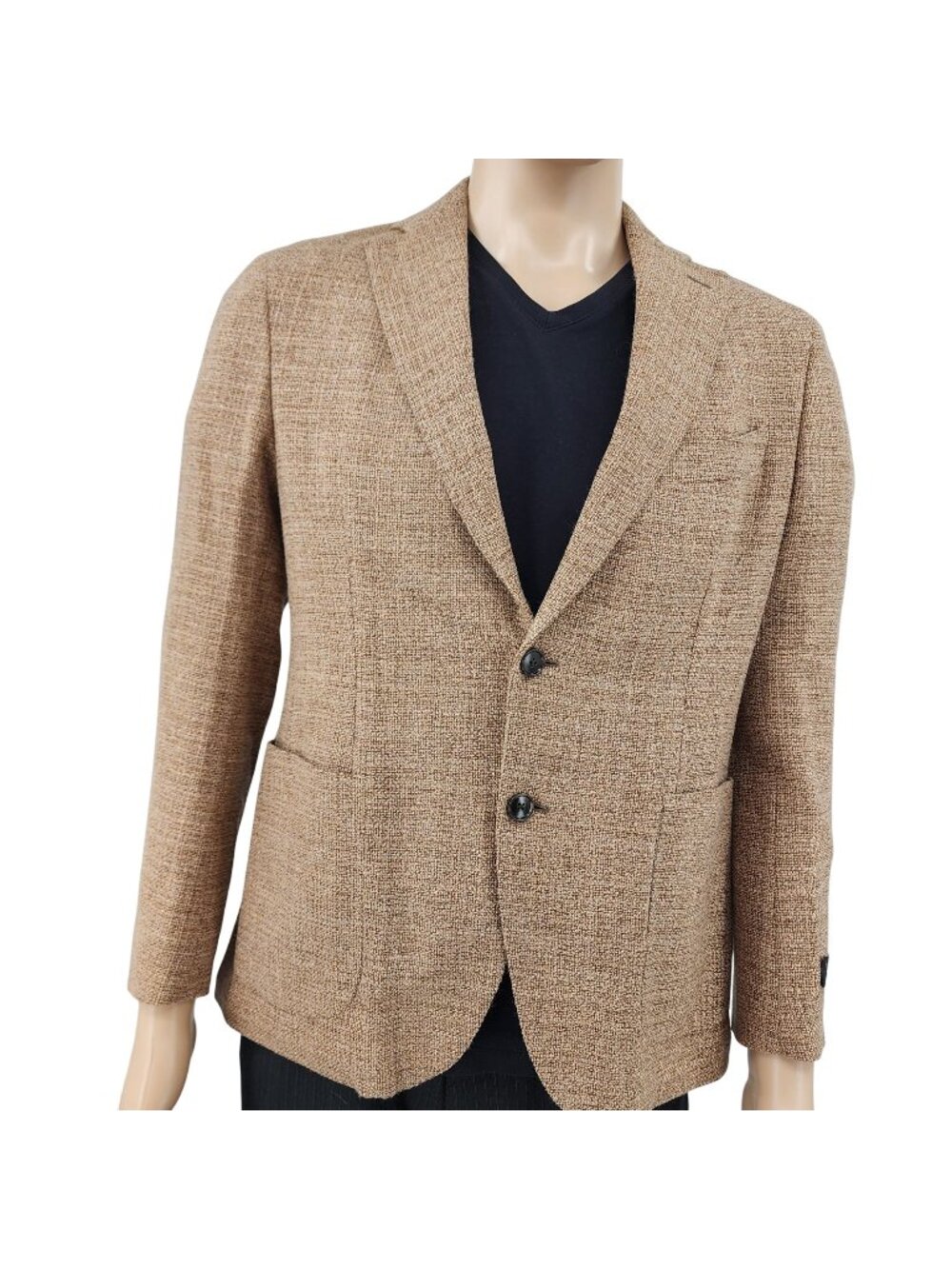 Zanetti Angelico Giacca Woven Tan Blazer, Men's 38